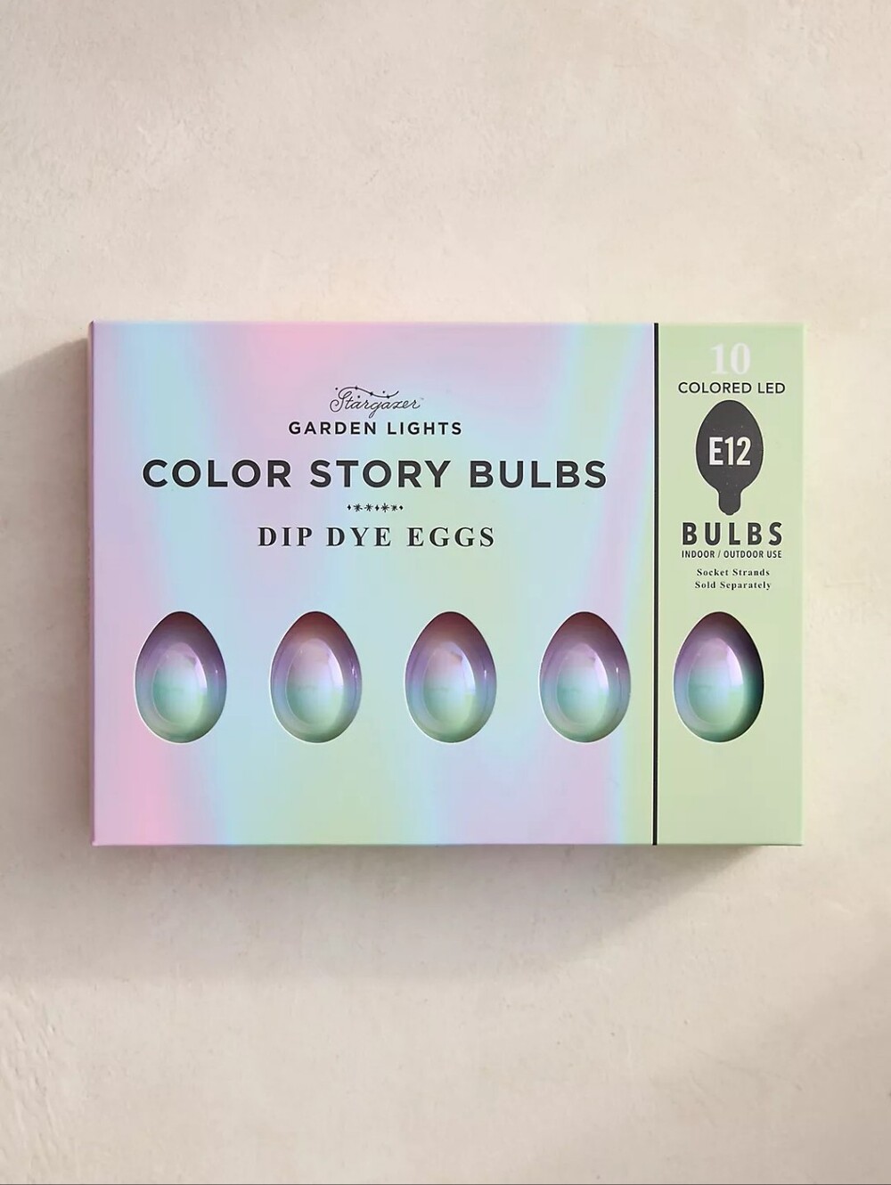 Anthropologie Stargazer Garden Lights, Set of 10 Bulbs, Pastel Egg